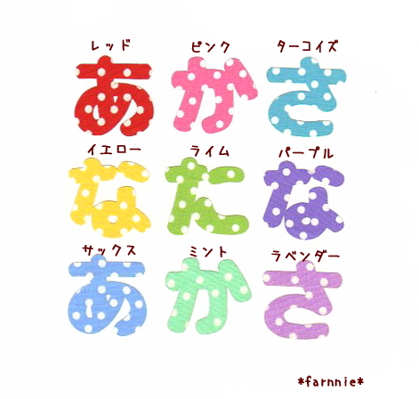 かわいいドットのひらがなアイロンワッペン*ファーニー