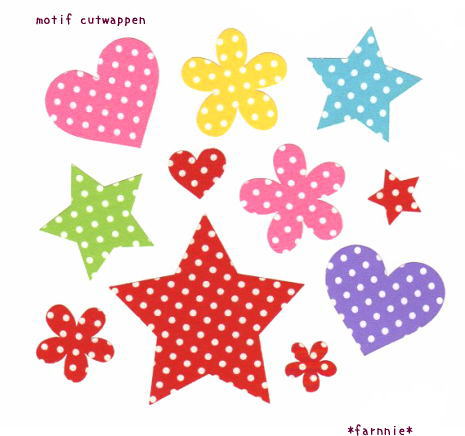 ドットの星お花ハートのかわいいアイロンワッペン*トップ